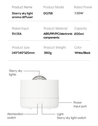 4 in 1 Flame Humidifier & Starry Projector ✨