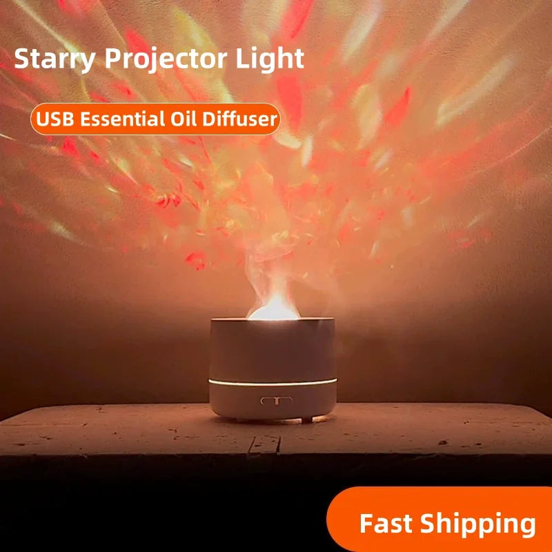 4 in 1 Flame Humidifier & Starry Projector ✨