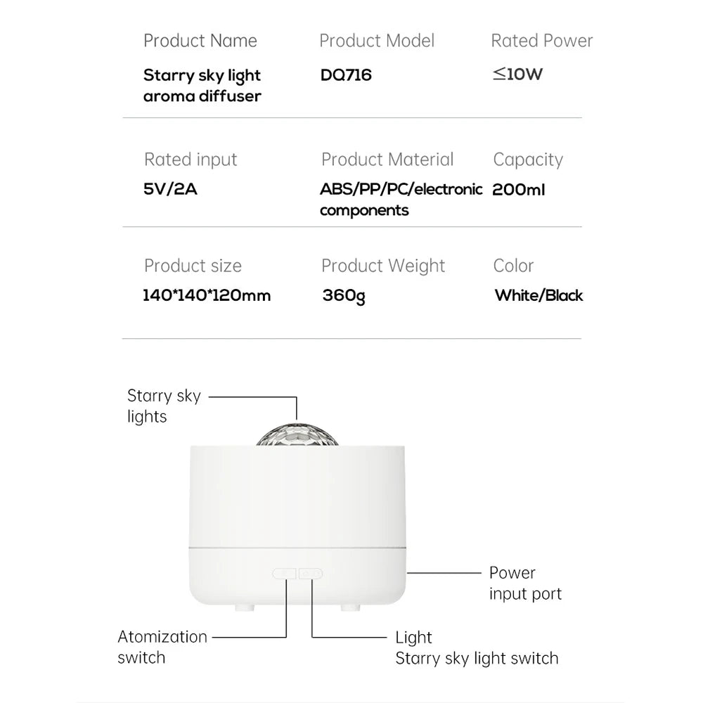 4 in 1 Flame Humidifier & Starry Projector ✨