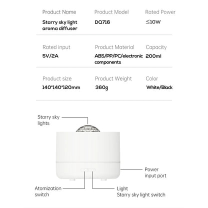 4 in 1 Flame Humidifier & Starry Projector ✨